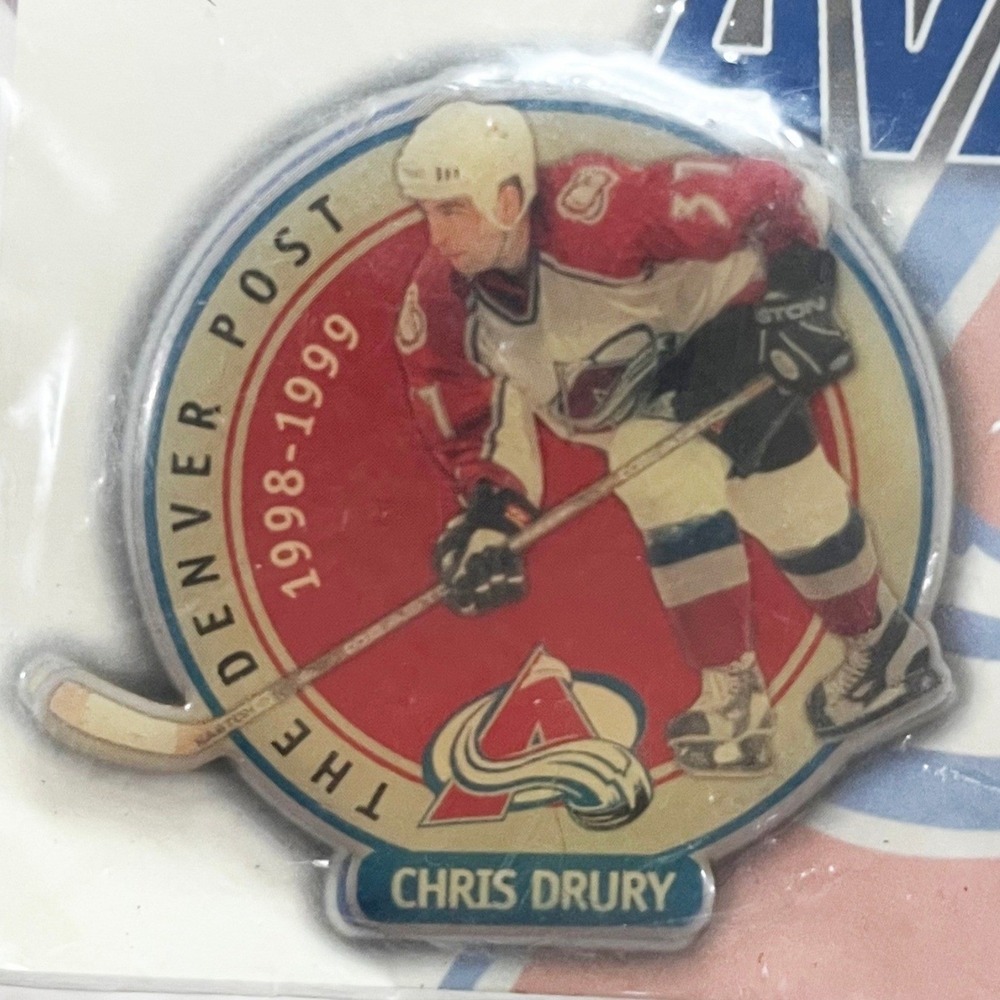 🔮 5/$25 Vintage NHL Colorado Avalanche Chris Drury 1998-1999 Hockey Pin
